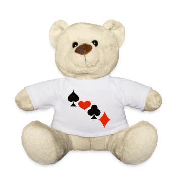 Glück im Spiel … | Spielkarten | Geschenkidee - Teddy - Weiß - Vorne