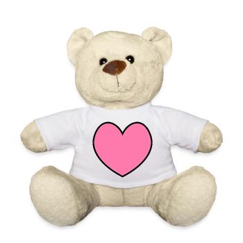 Herz rosa black outline - Teddy - Weiß - Vorne