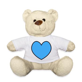 Contour noir bleu cœur - Nounours - blanc - Devant