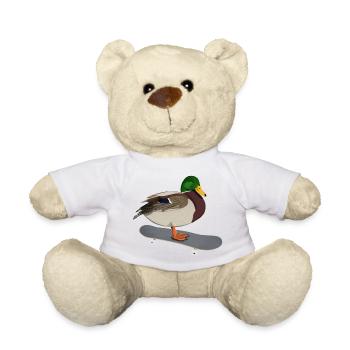 Canard Skateboard Oiseau Patinage Drôle Animal - Nounours - blanc - Devant