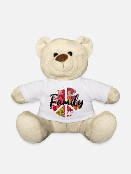 Peace woodstock Family - Teddy Bear - white
