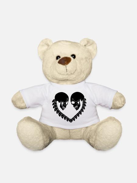 Coeur de crânes noir - Nounours - blanc