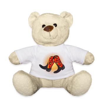 extravagant western boots with flame pattern - Teddy Bear - white - Front