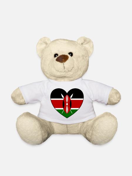 Kenia Flagge Herz - Teddy - Weiß