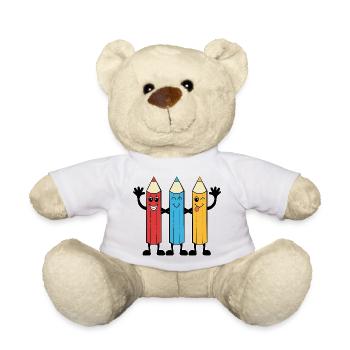 Colored pencils comic style - Teddy Bear - white - Front