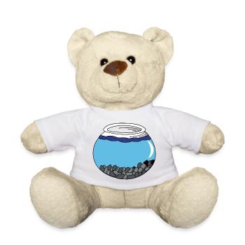 aquarium fish away water goldfish glass gift - Teddy Bear - white - Front