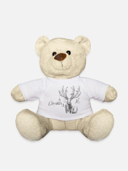 Christmas deer with gifts - Teddy Bear - white
