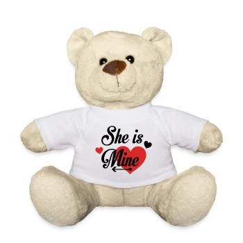 Liebesherz mit typografischen Gefühlen - Teddy - Weiß - Vorne