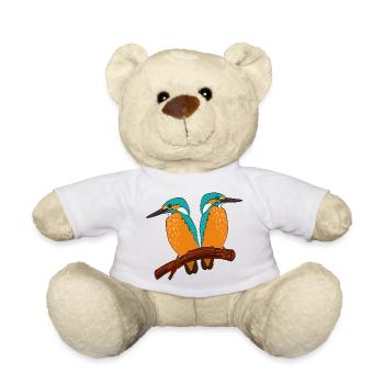 Couple de martins-pêcheurs - Nounours - blanc - Devant