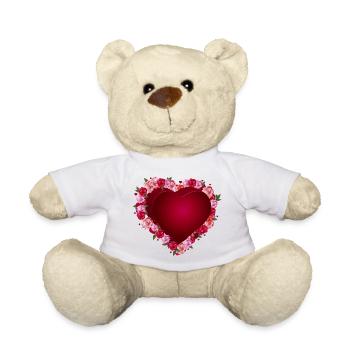 Cœur de roses rouges de la Saint-Valentin pour les amoureux - Nounours - blanc - Devant