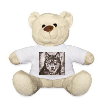 Le Portrait du Loup – Croquis puissant du Loup - Nounours - blanc - Devant
