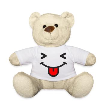 Emoji rire avec la langue qui sort - Nounours - blanc - Devant