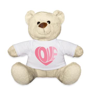 Pink Love Heart - Teddy Bear - white - Front