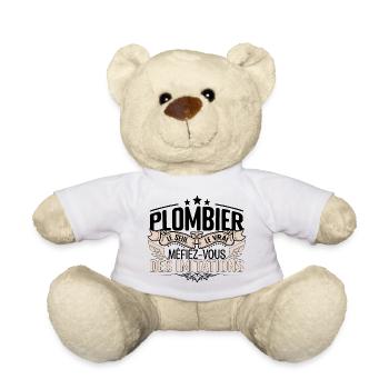 Plombier cadeau Plombier le vrai Plombier - Nounours - blanc - Devant