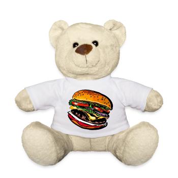 Burger Cheeseburger Fast Food - Teddy Bear - white - Front