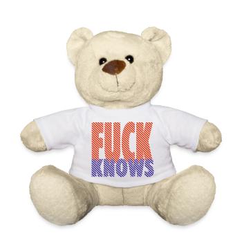 Fuck Knows Blue Red Stripe - Teddy Bear - white - Front