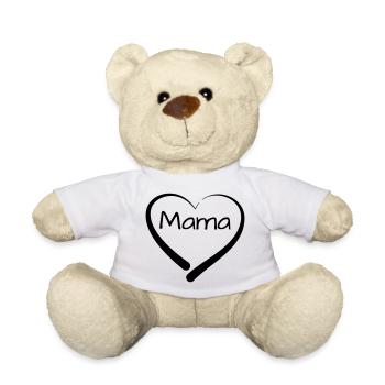 "Mama" Herzmotiv, Mamaspruch, Muttertag,Mamadesign - Teddy - Weiß - Vorne