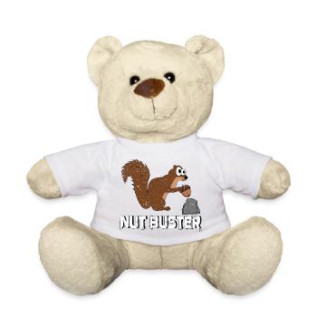 Nut Buster, Funny Squirrel Pun - Teddy Bear - white - Front