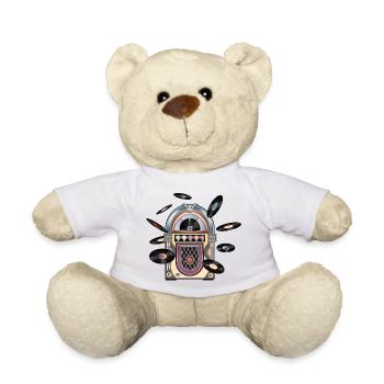 Jukebox in retro look with records - Teddy Bear - white - Front