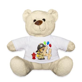Fire Brigade Dog Four Balloon Celebration 4 Years - Teddy Bear - white - Front