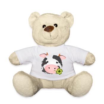cute cow with shamrock for farm fans - Teddy Bear - white - Front