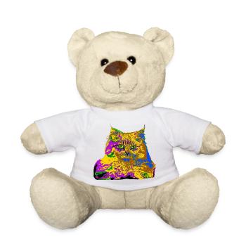 Bunte Katze - Teddy - Weiß - Vorne