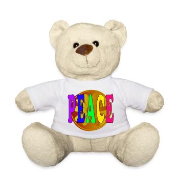 Bunter Frieden Retro Style 70er Jahre - Teddy - Weiß - Vorne