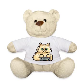 Le chat persan Negan jouant dans le pixel art - Nounours - blanc - Devant