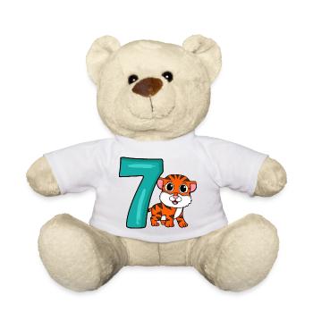 7 birthday 7 years old with animal motif - seven - Teddy Bear - white - Front