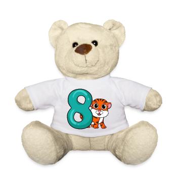 8 Birthday 8 years old with animal motif - eight - Teddy Bear - white - Front