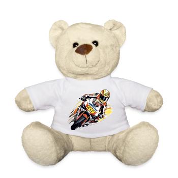 Moto de course n°99 - Nounours - blanc - Devant