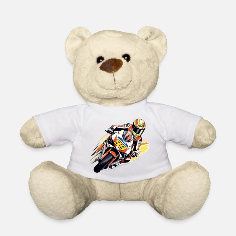 Moto de course n°99 - Nounours - blanc
