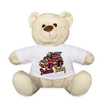 Course de camions de pompiers - Nounours - blanc - Devant