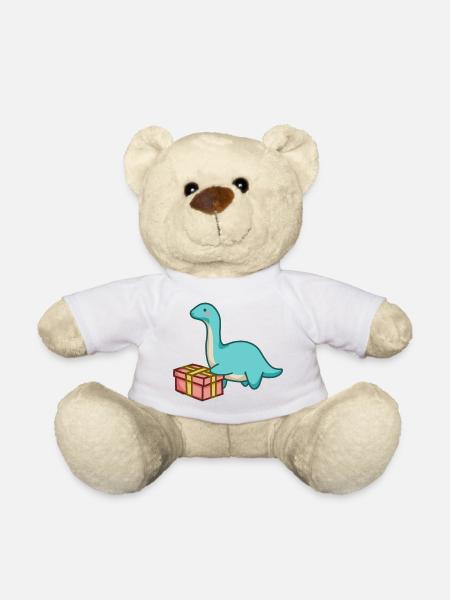 hugadino Dino mit Geschenk, süßer Dinosaurier - Teddy - Weiß