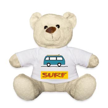 SURFING. FISH. BEACH. SEA. OCEAN. HUMOR. HOLIDAY - Teddy Bear - white - Front