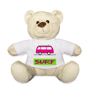 SURFING. FISH. BEACH. SEA. OCEAN. HUMOR. HOLIDAY - Teddy Bear - white - Front