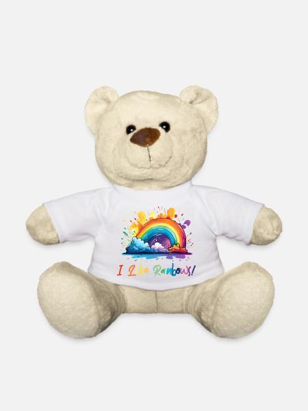 J’aime les arcs-en-ciel - Nounours - blanc