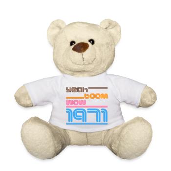 Year of birth Shirt Retro yes Boom Wow 1971 - Teddy Bear - white - Front