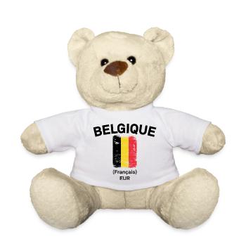 Belgian Flag Grunge Stripe - Teddy Bear - white - Front