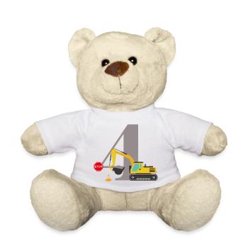 4e anniversaire pelleteuse - Nounours - blanc - Devant
