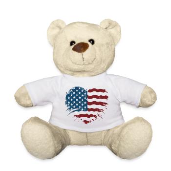 Heartflag Grunge Americana - Teddy Bear - white - Front