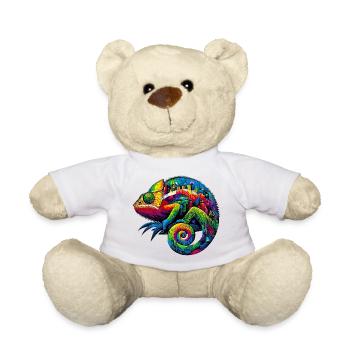 Caméléon urbain avec des motifs d’horizon de la ville - Nounours - blanc - Devant