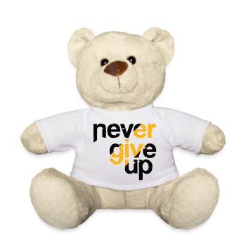 Never Give Up Motivationsspruch - Teddy - Weiß - Vorne