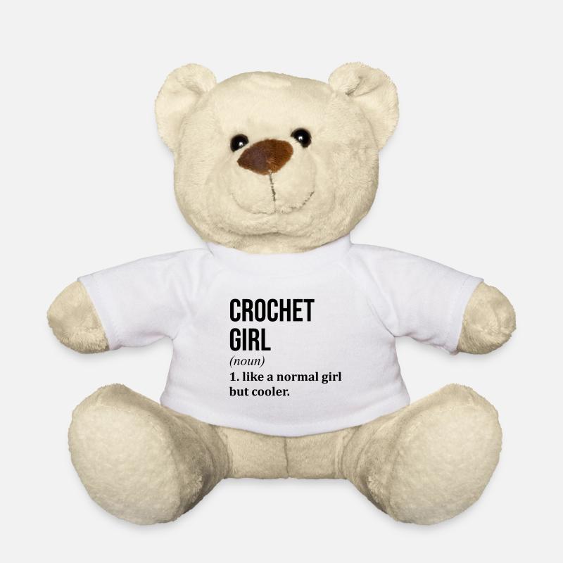 Gehäkeltes Mädchen Lustiger Spruch - Teddy - Weiß