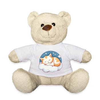 Cat Sleeping Official Sleep Shirt Pajamas - Teddy Bear - white - Front