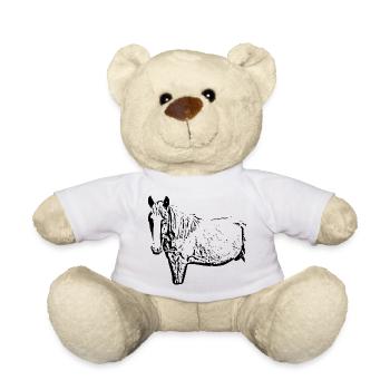 Pferde T-shirt Geschenk Reiter  - Teddy - Weiß - Vorne