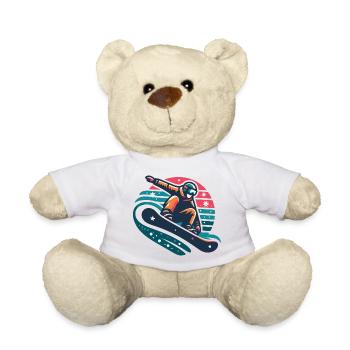 Dynamic Snowboarder Motion Illustration - Teddy Bear - white - Front