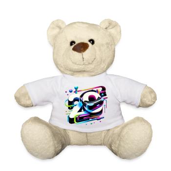 Anniversaire 20 ans Geek gamer 3D - Nounours - blanc - Devant