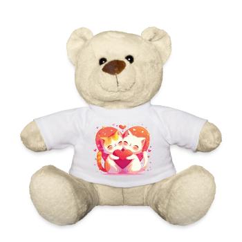 Cats, Love, Hug, Cuddle, Heart, Sweet, Cute - Teddy Bear - white - Front