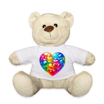 Colorful Heart - Teddy Bear - white - Front